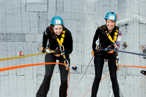 Maria and Jen Rappelling 