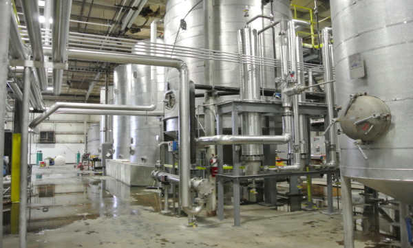 The enzymatic hydrolysis system at Fiberight's demonstration plant in Lawrenceville, Virginia, is part of the company's process for converting organic materials in household waste into biogas.